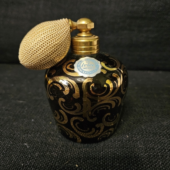 Irice Vintage  Czechoslovakian Glass Atomizer 1940 Perfume Bottle, Hand Painted  - Picture 3 of 13
